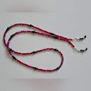 Elegant AB Red and Black Crystal Beaded Eye Glass Chain